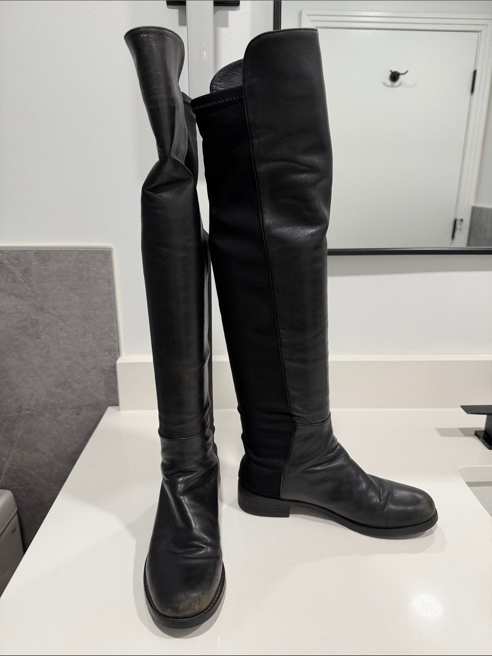 Stuart Weitzman Black Leather Over-the-Knee Boots